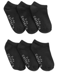 Carter's Toddler 6-Pack No Show Socks Black 2T4T
