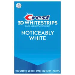 Crest 3DWhitestrips Noticeably White At-home Teeth Whitening Kit, 10 Treatments