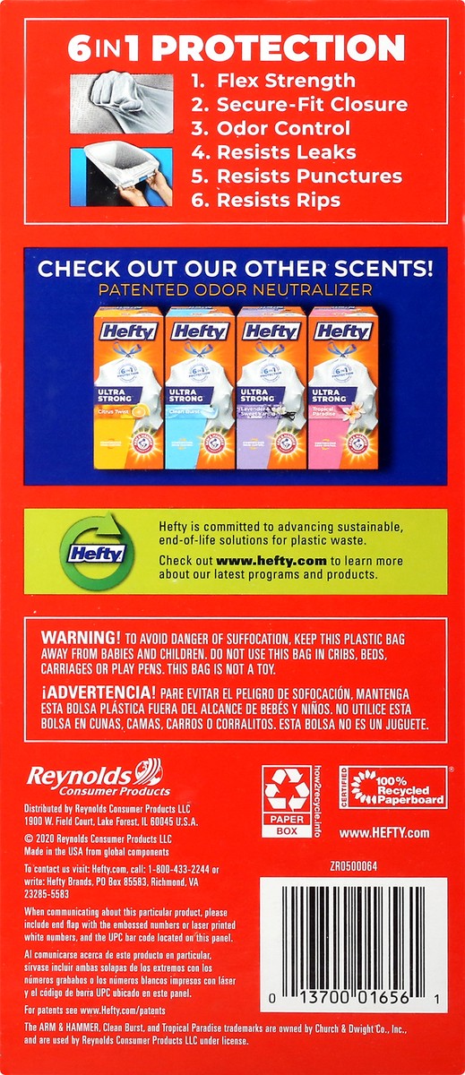 slide 2 of 12, Hefty Ultra Strong 13 Gallon Drawstring Crisp Orchard Apple Tall Kitchen Bags 40 ea, 40 ct