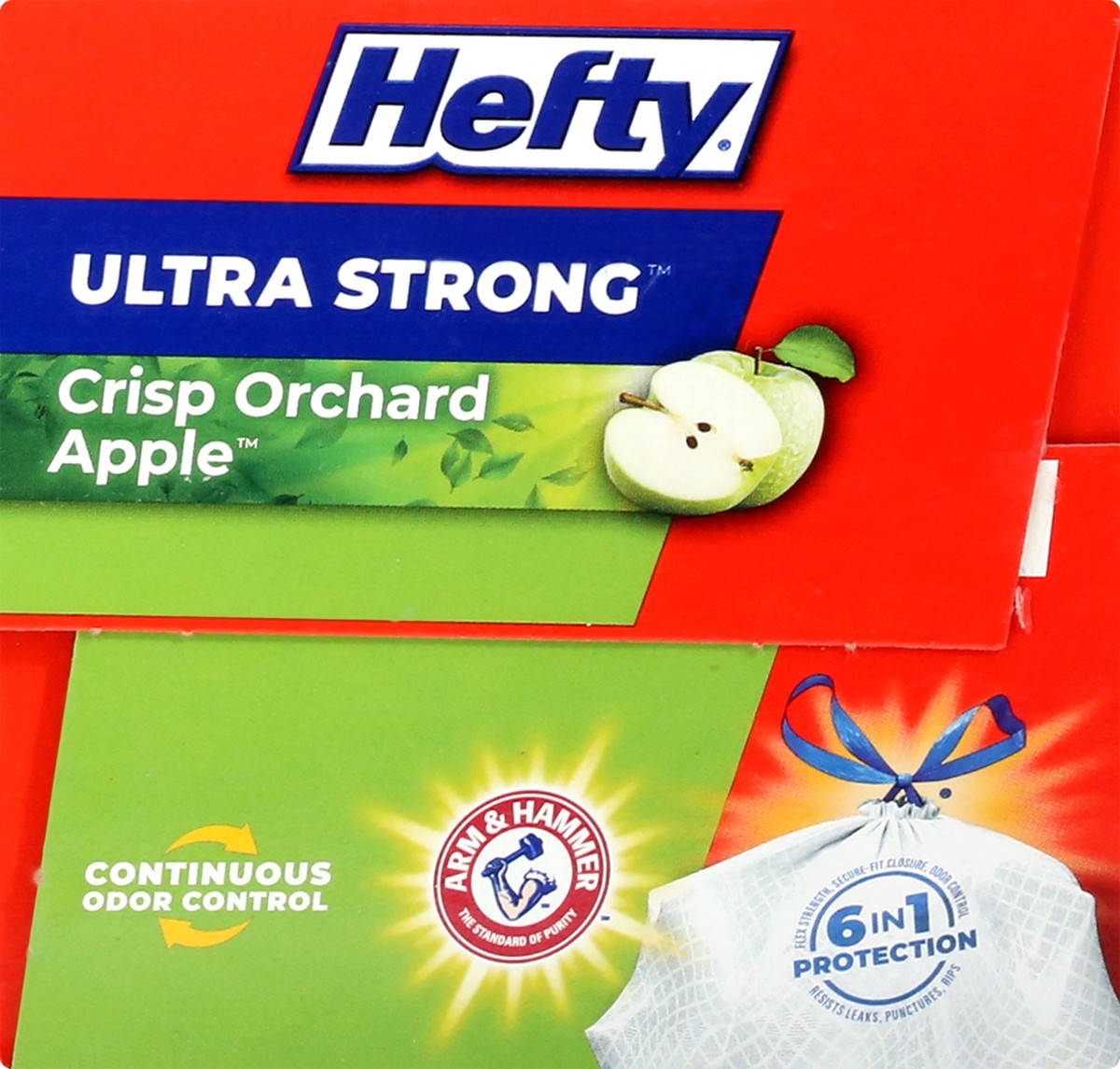 slide 6 of 12, Hefty Ultra Strong 13 Gallon Drawstring Crisp Orchard Apple Tall Kitchen Bags 40 ea, 40 ct