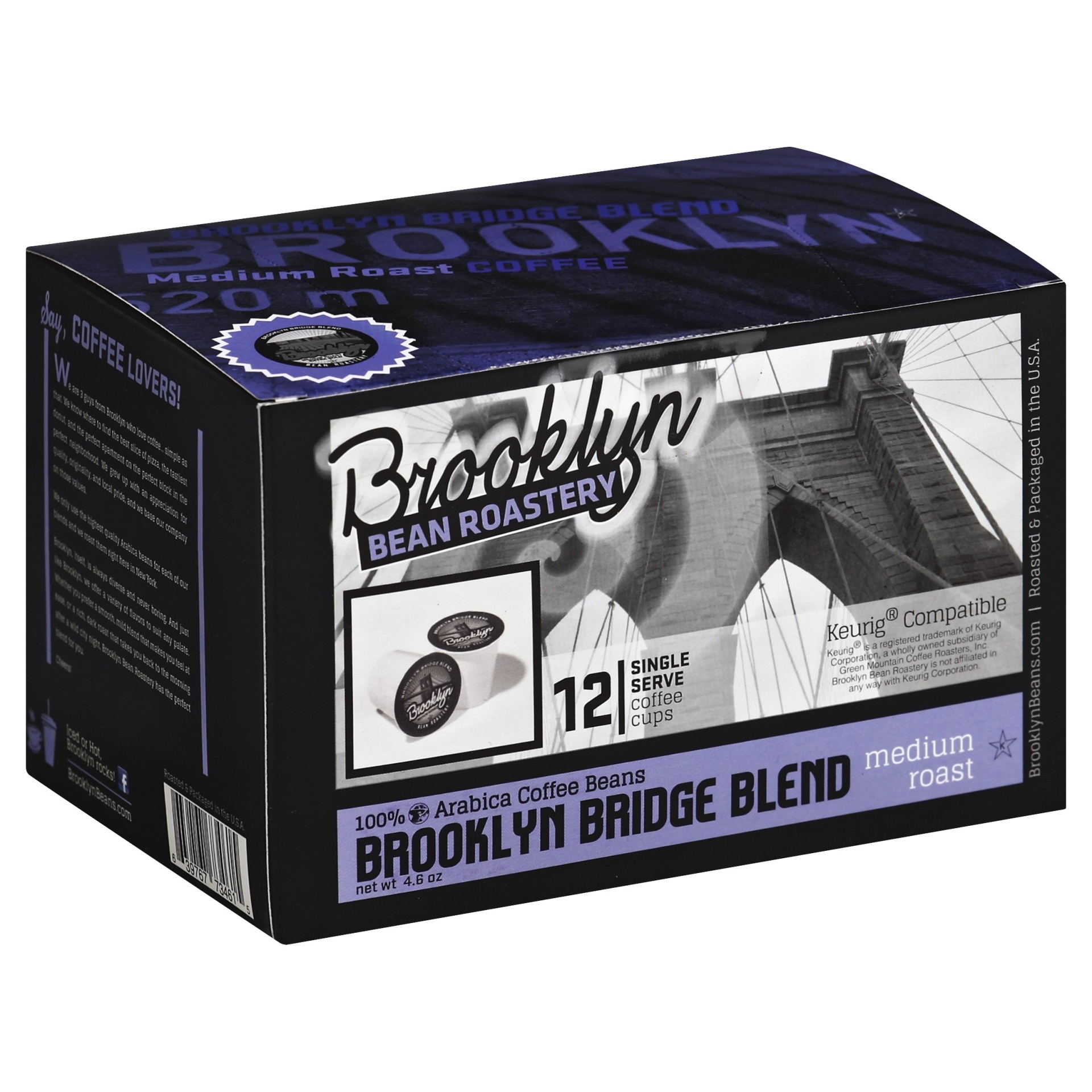 slide 1 of 1, Brooklyn Bean Roastery Brooklyn Bridge Blend Medium Roast Single Serve Coffee Cups, 12 ct