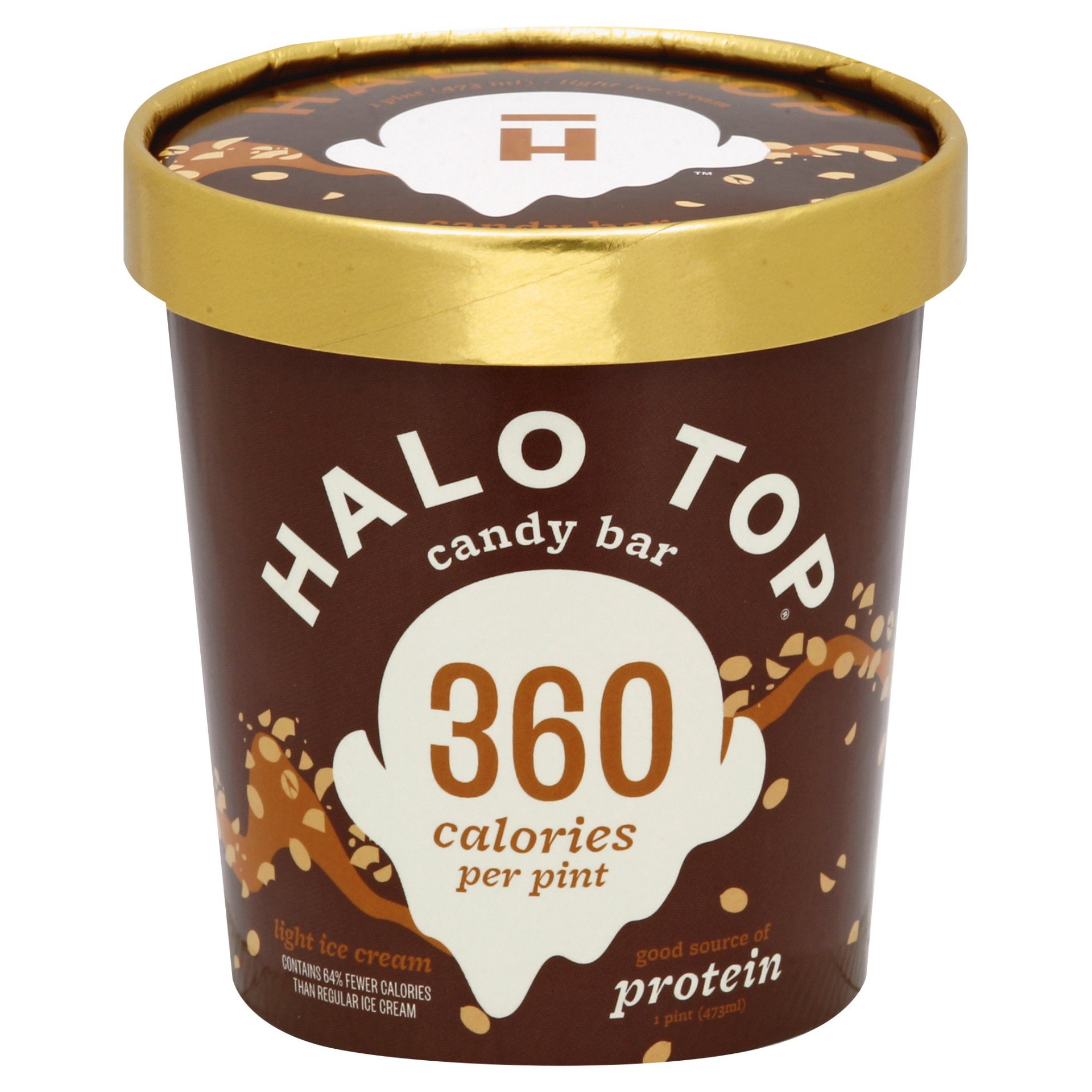 slide 1 of 2, Halo Top Candy Bar Light Ice Cream, 16 fl oz Pint, 1 pint