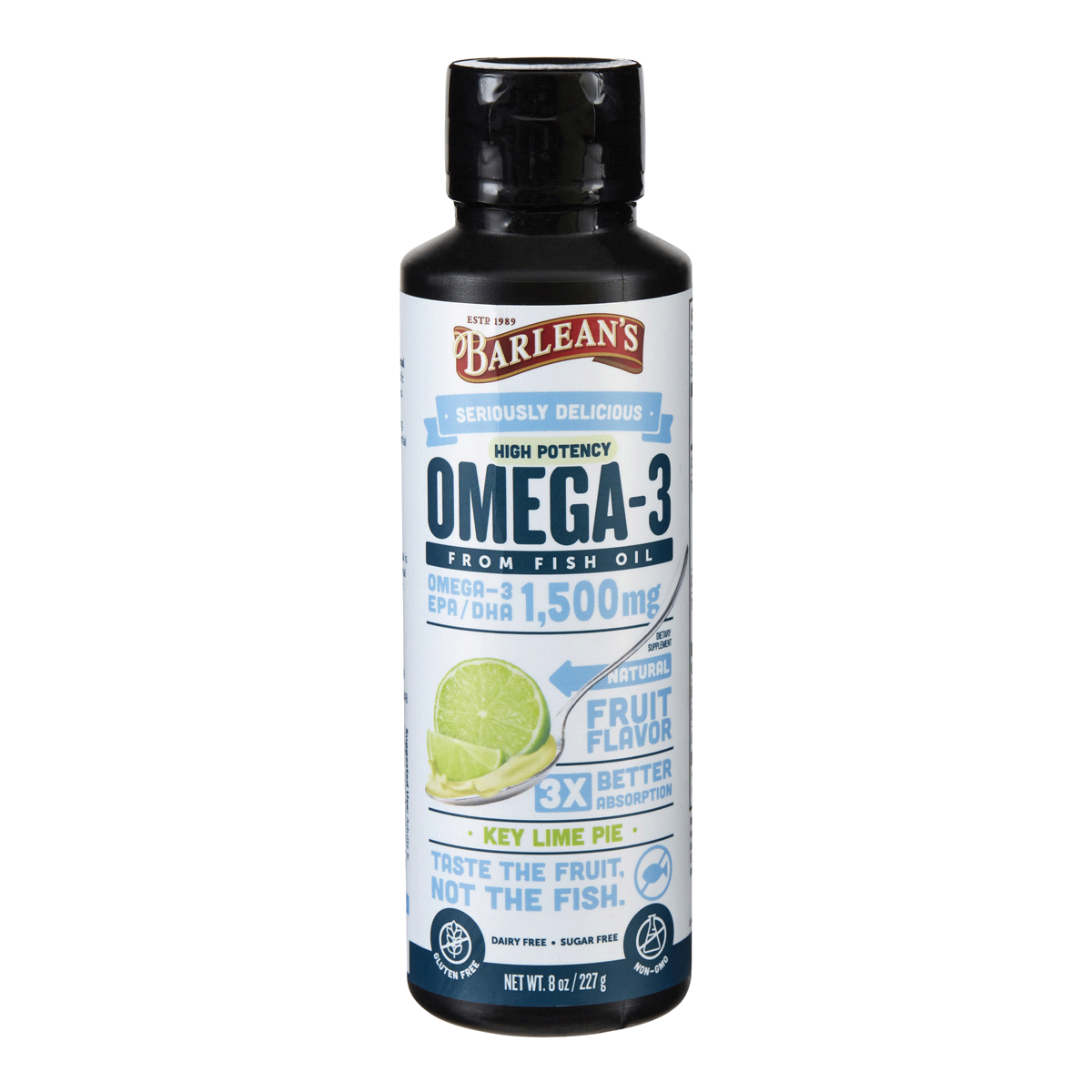 slide 1 of 9, Barlean's Key Lime Omega Swirl Fish Oil, 8 oz