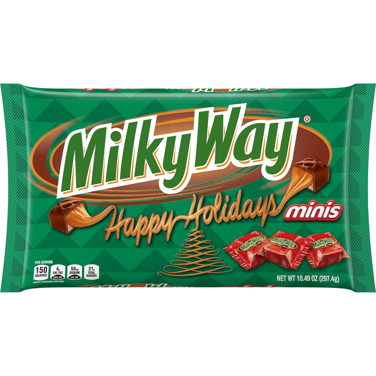 slide 1 of 8, MILKY WAY US MILKY WAY Minis Size Chocolate Christmas Candy, 10.49-Ounce Bag, 10.49 oz