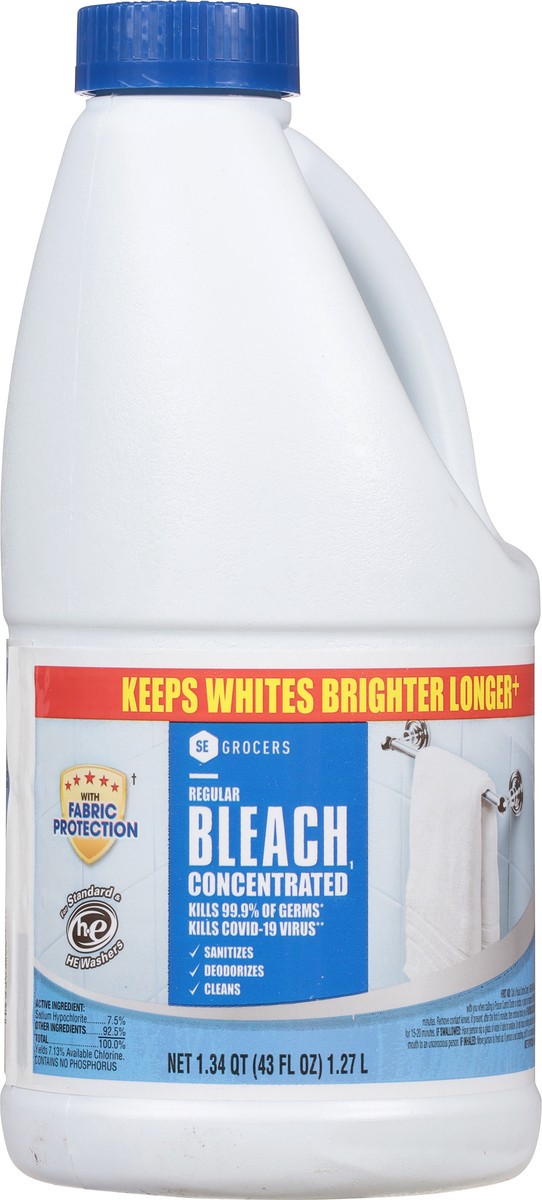 slide 5 of 10, SE Grocers Bleach Regular Concentrated, 43 oz