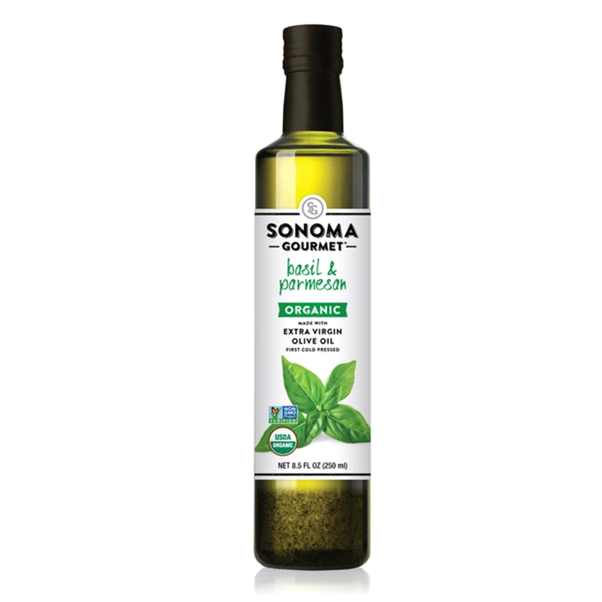 slide 1 of 1, Sonoma Gourmet Smooth Extra Virgin Basil & Parmesan Olive Oil 8.5 fl oz, 8.5 oz