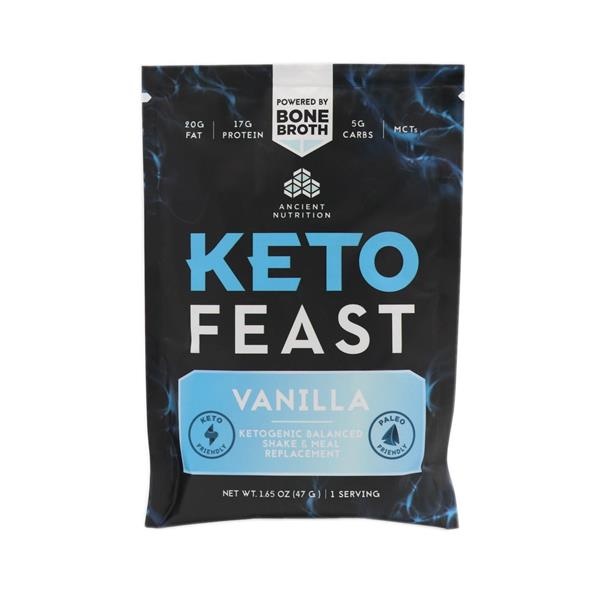 slide 1 of 1, Ancient Nutrition Keto Feast Vanilla, 1.65 oz