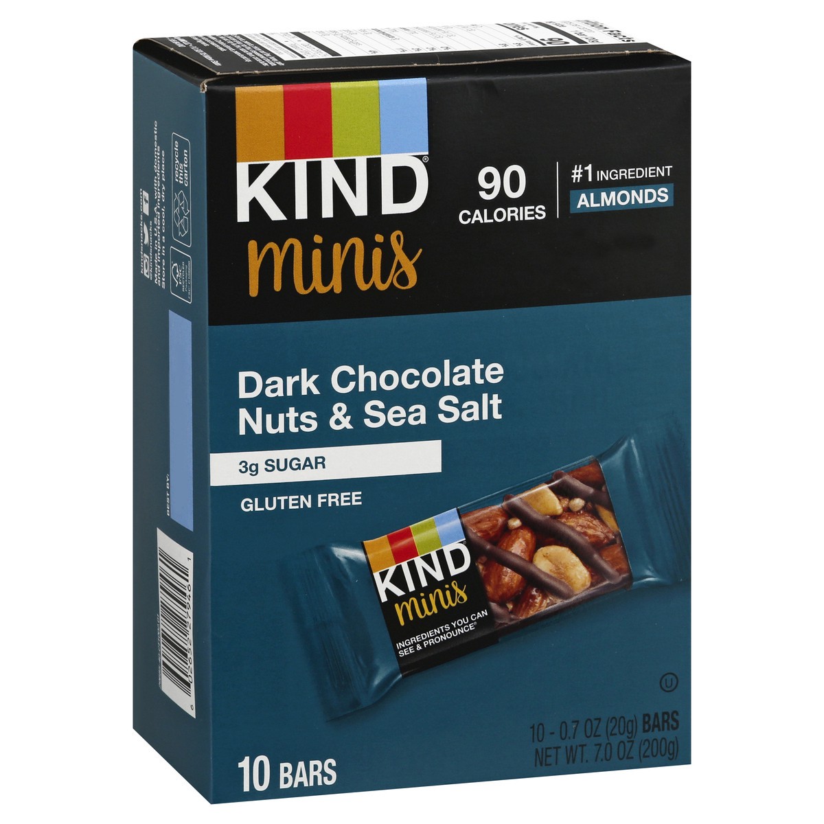 slide 4 of 9, Kind Minis Dark Chocolate Nuts & Sea Salt Bars, 0.7 oz, 10 Ct, 10 ct