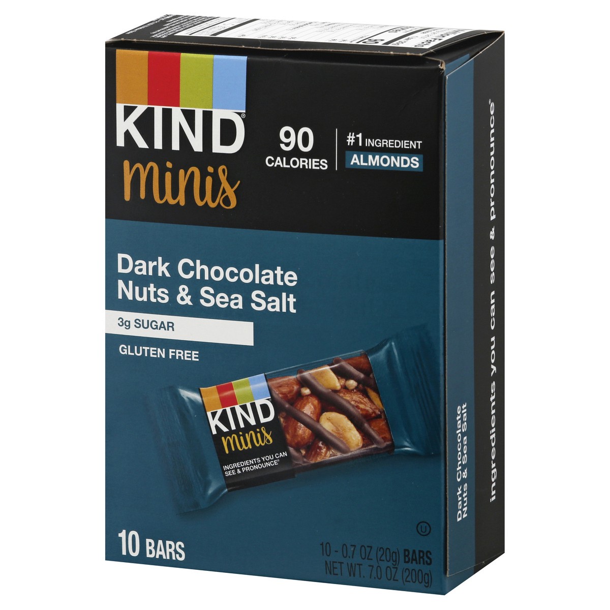 slide 5 of 9, Kind Minis Dark Chocolate Nuts & Sea Salt Bars, 0.7 oz, 10 Ct, 10 ct
