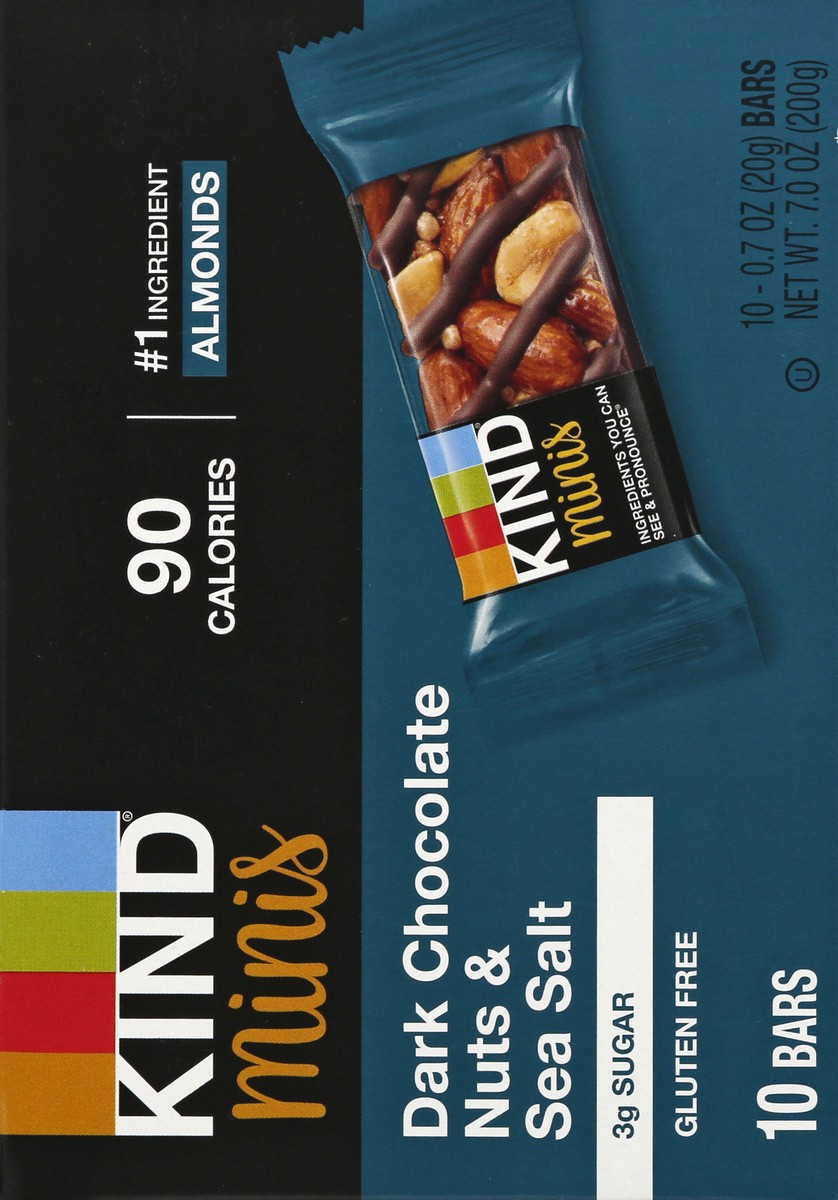 slide 7 of 9, Kind Minis Dark Chocolate Nuts & Sea Salt Bars, 0.7 oz, 10 Ct, 10 ct