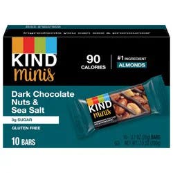 Kind Minis Dark Chocolate Nuts & Sea Salt Bars, 0.7 oz, 10 Ct