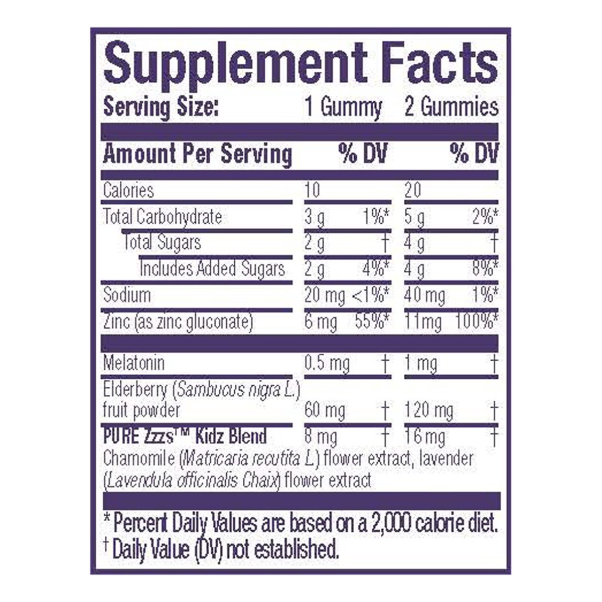 slide 10 of 10, VICKS PURE Zzzs Kidz + Immunity, Melatonin Sleep Aid Gummies for Kids and Children, Zinc for Immune Support, Low Dose Melatonin, Berry Flavored, 42 Gummies, 1 ct