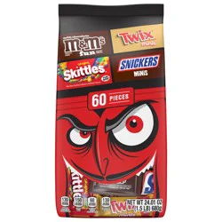 Mars M&M's, Twix, Skittles, & Snickers Mini Chocolate & Candy Variety Pack, 60 Ct