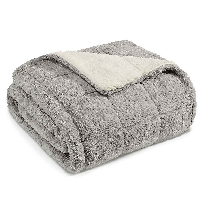 slide 1 of 2, Eddie Bauer Sumac Ridge Sherpa Throw - Grey, 1 ct