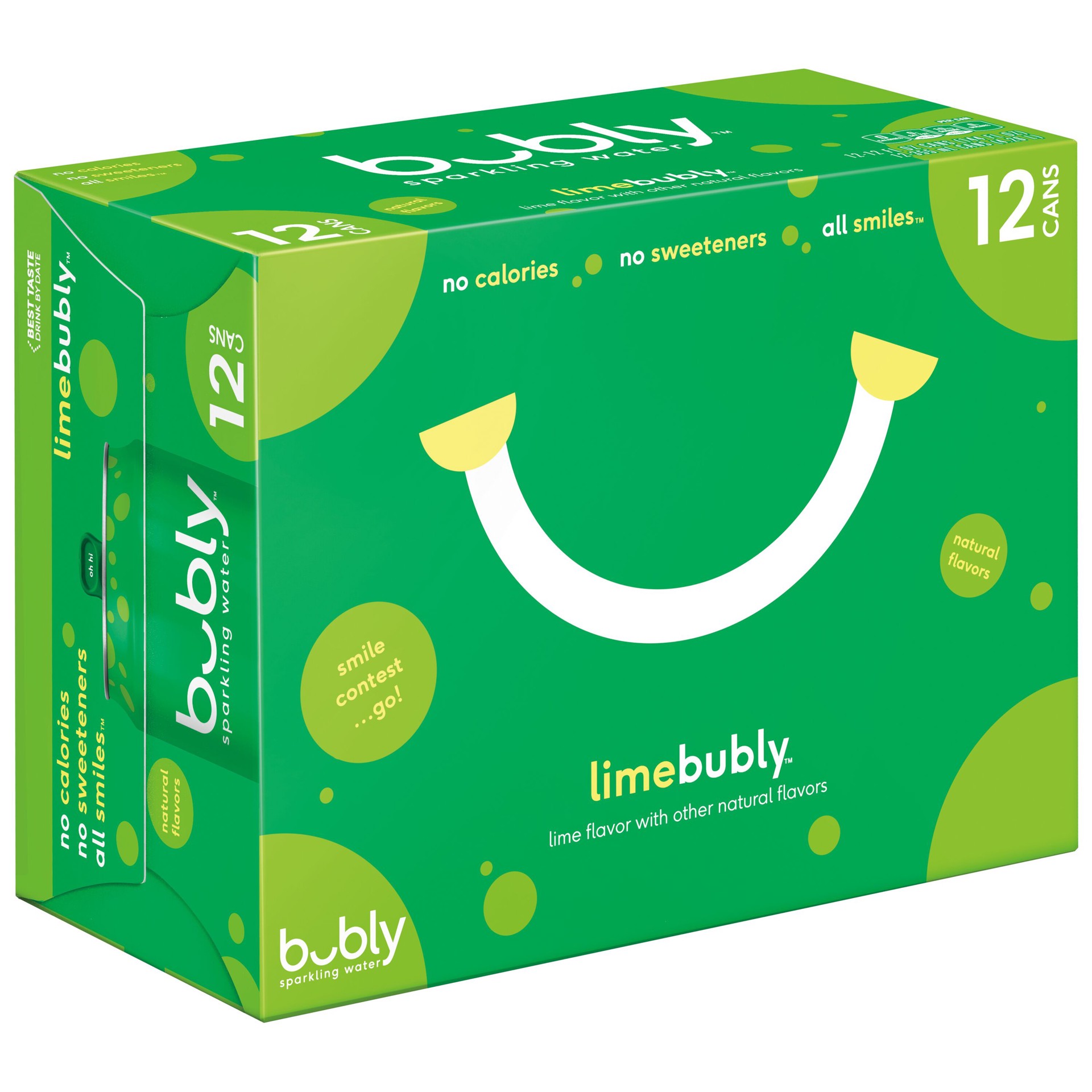 slide 1 of 2, bubly Sparkling Water Limebubly 12 Fl Oz 12 Count, 12 ct; 12 fl oz