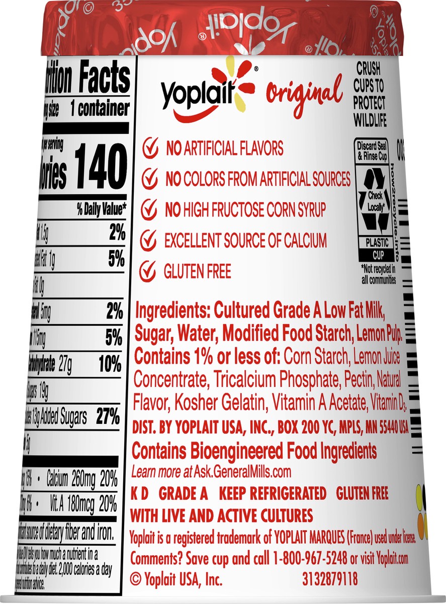 slide 5 of 9, Yoplait Original Lemon Burst Low Fat Yogurt, 6 OZ Yogurt Cup, 6 oz