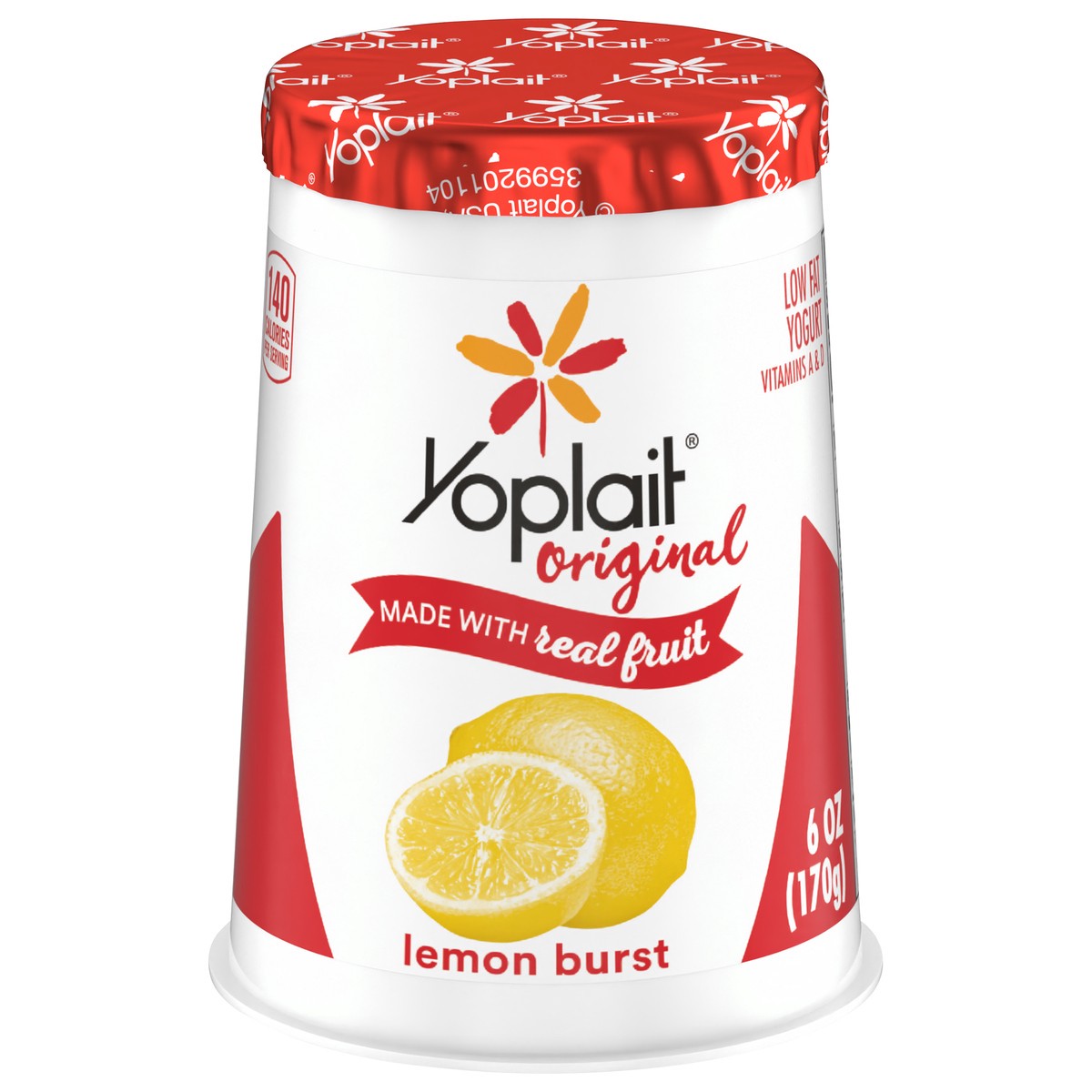 slide 1 of 9, Yoplait Original Low Fat Lemon Burst Yogurt Cup, Made with Real Fruit, 6 oz, 6 oz