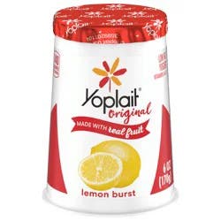 Yoplait Original Low Fat Lemon Burst Yogurt Cup, Made with Real Fruit, 6 oz