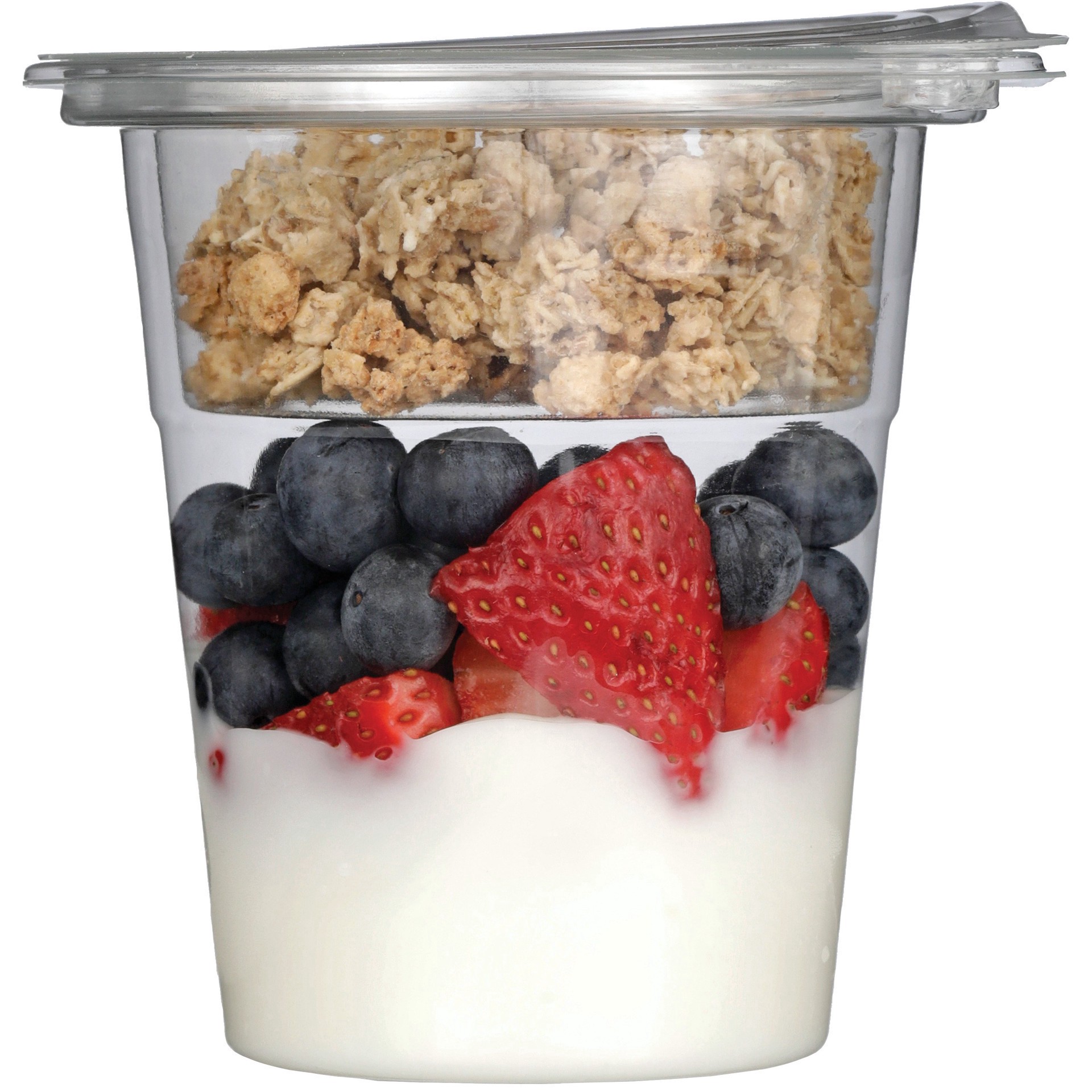 slide 1 of 1, H-E-B Granola & Vanilla Yogurt Parfait – Strawberry Blueberry, 8 oz