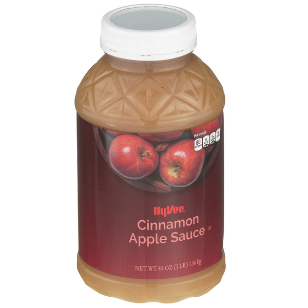slide 1 of 1, Hy-vee Cinnamon Apple Sauce, 48 oz