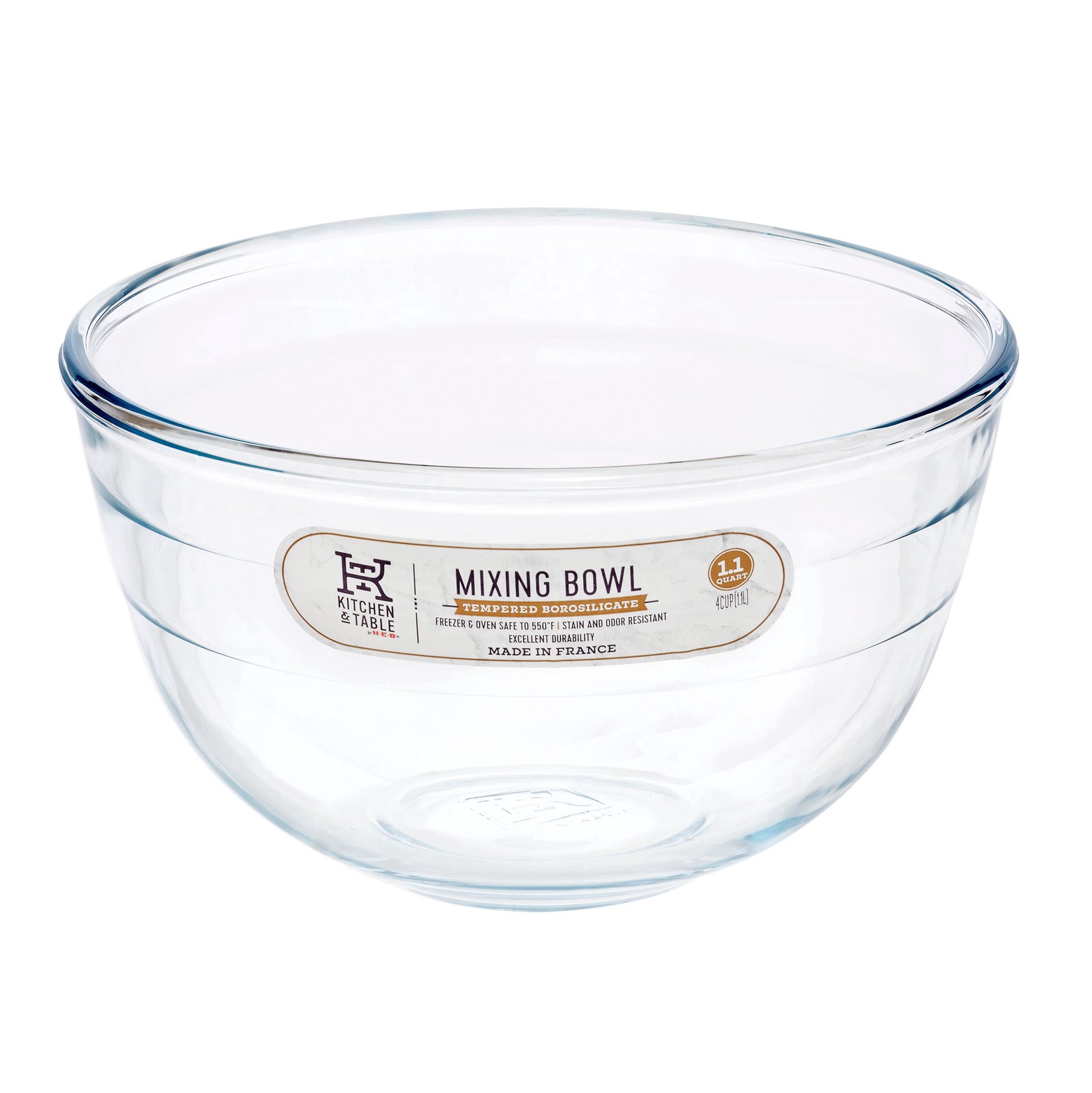 slide 1 of 1, Kitchen & Table by H-E-B Tempered Borosilicate Mixing Bowl, 1.1 qt