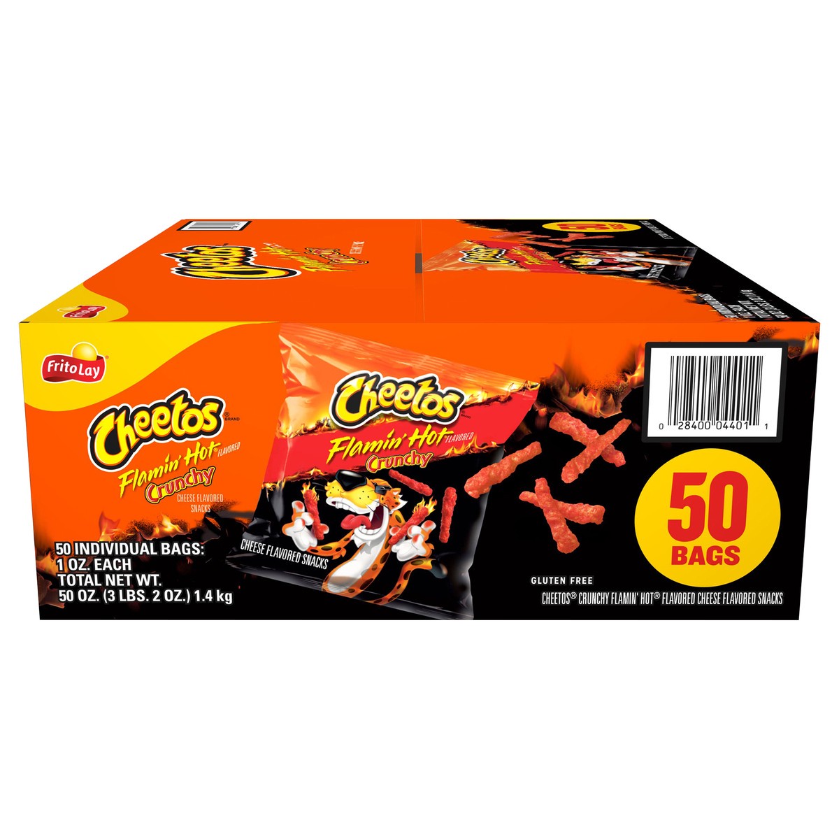 slide 1 of 1, Cheetos Crunchy Cheese Flavored Snacks Flamin' Hot Flavored 1 Oz 50 Count, 50 ct