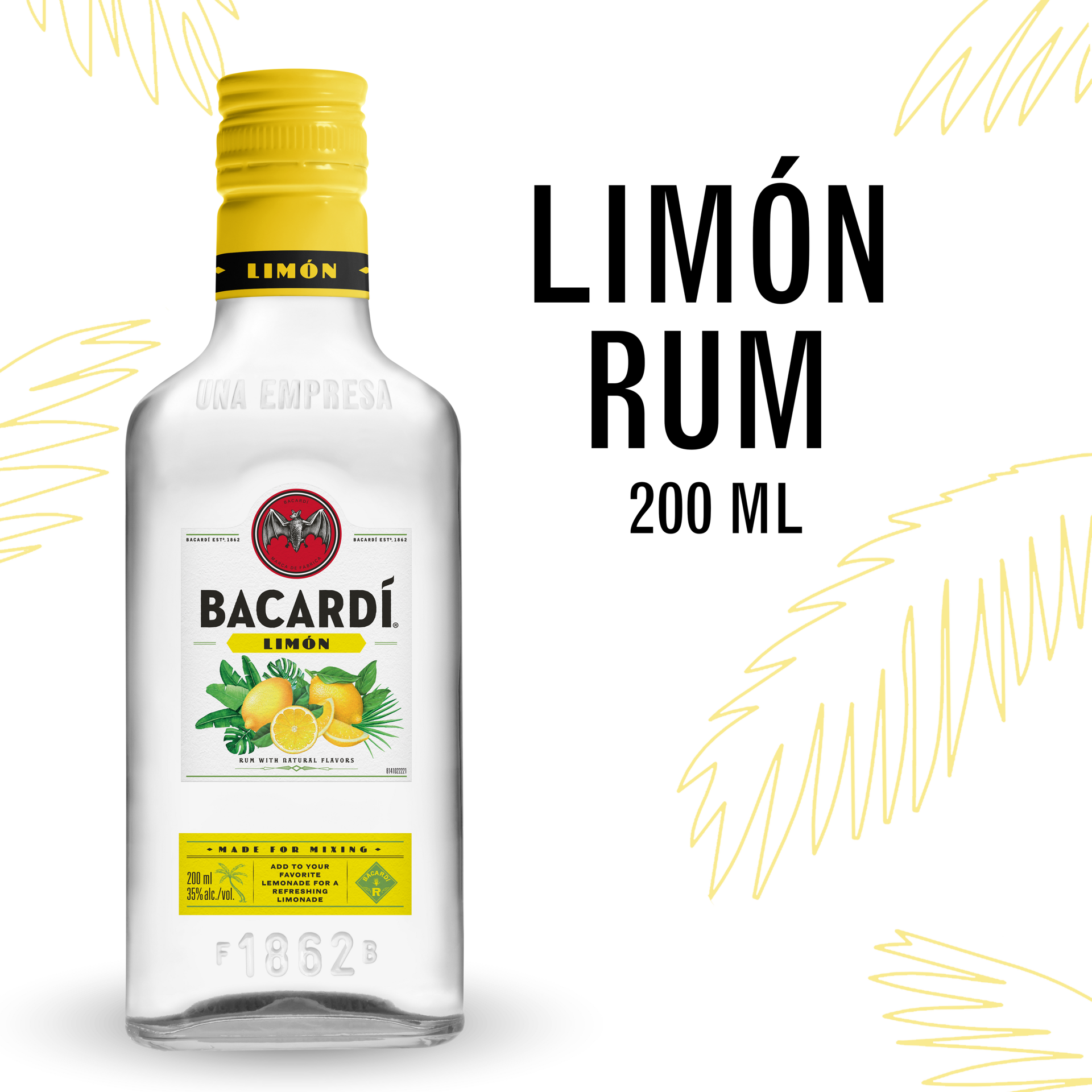 slide 4 of 5, Bacardí Bacardi Limon Rum, Gluten Free 35% 20Cl/200Ml, 200 ml