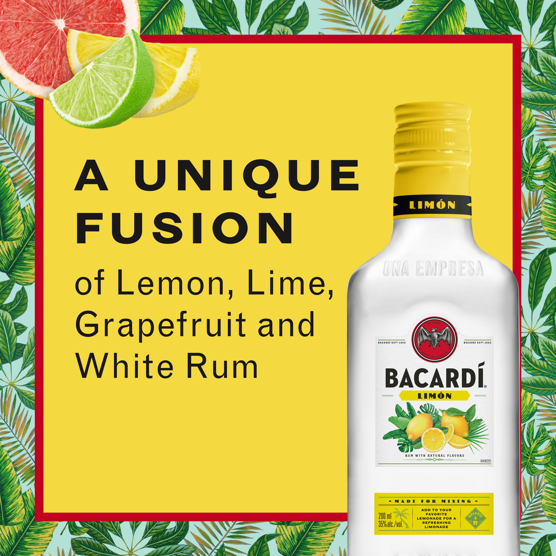 slide 5 of 5, Bacardí Bacardi Limon Rum, Gluten Free 35% 20Cl/200Ml, 200 ml