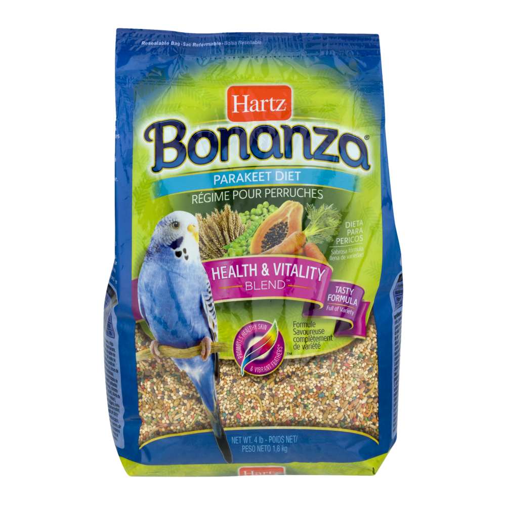 slide 1 of 1, Hartz Bonanza Parakeet Diet Stand Up Bag, 4 lb