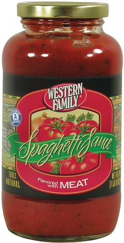 slide 1 of 1, Western Family Meat Spaghetti Sauce, 24 oz