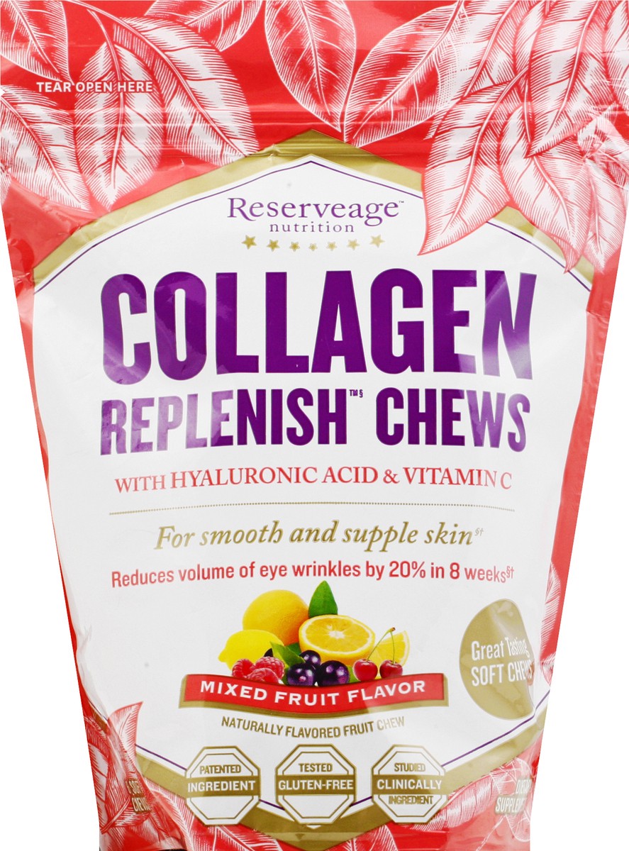 slide 6 of 12, Reserveage Nutrition Replenish Chews Mixed Fruit Flavor Collagen 60 ea, 60 ct