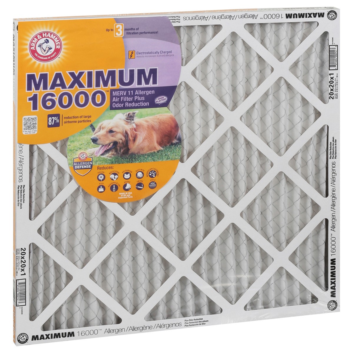 slide 9 of 9, ARM & HAMMER Maximum 16000 Allergen Furnace Filter, 1 ct