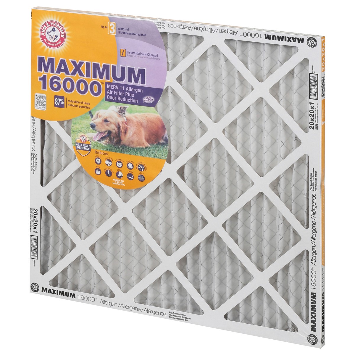 slide 5 of 9, ARM & HAMMER Maximum 16000 Allergen Furnace Filter, 1 ct