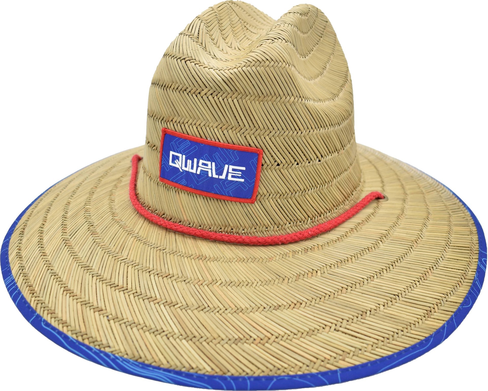 slide 1 of 1, QWAVE Straw Lifeguard Hat with Patch and Printed Under Brim - Large Brim for Optimal Shade - Adjustable Chin Strap - Multiple Colors, 1 ct