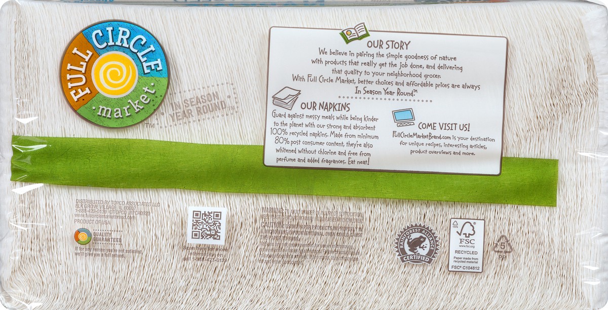 slide 13 of 13, Full Circle Market 100% Recycled 1-Ply Napkins 250 ea, 250 ct