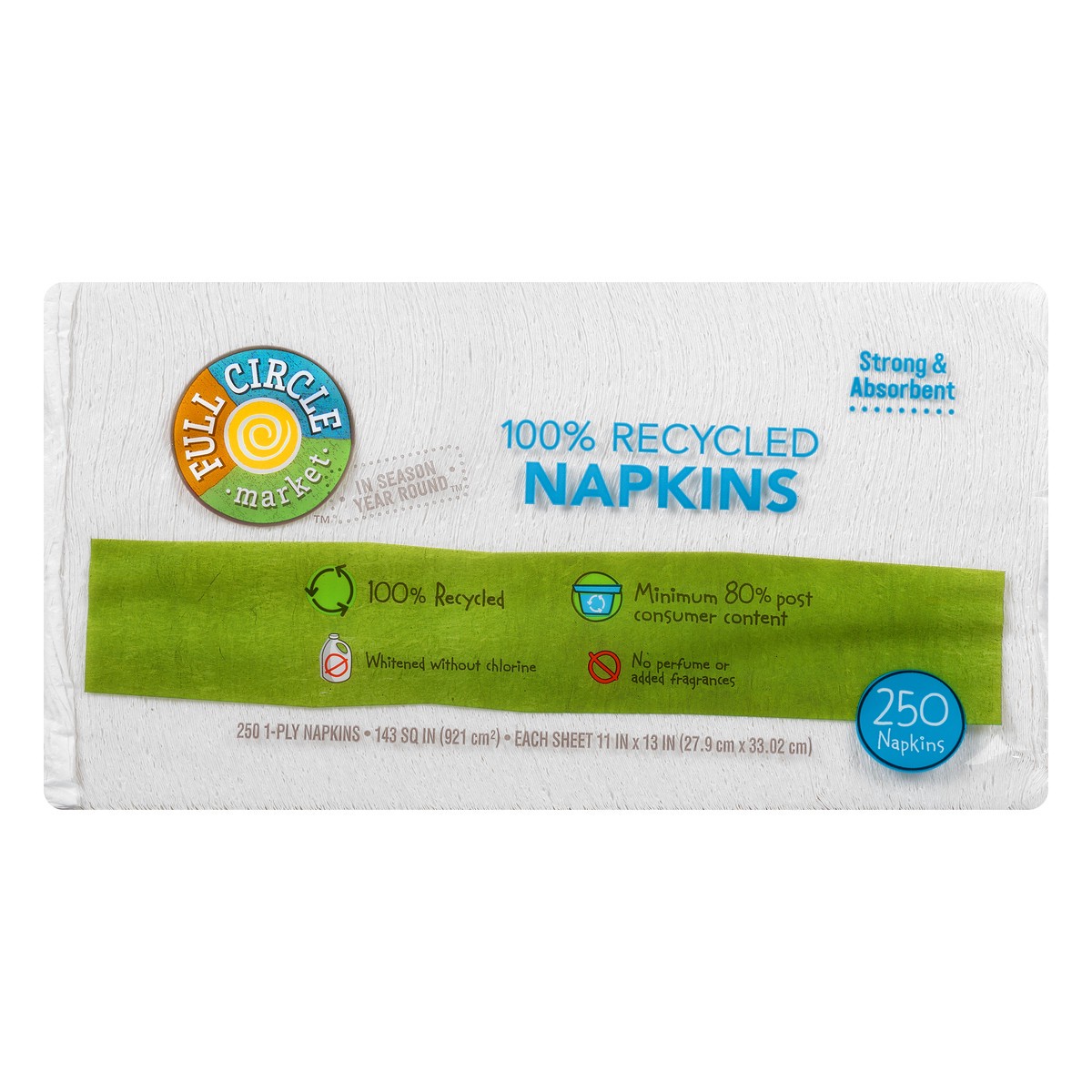 slide 6 of 13, Full Circle Market 100% Recycled 1-Ply Napkins 250 ea, 250 ct