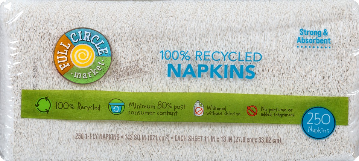slide 12 of 13, Full Circle Market 100% Recycled 1-Ply Napkins 250 ea, 250 ct