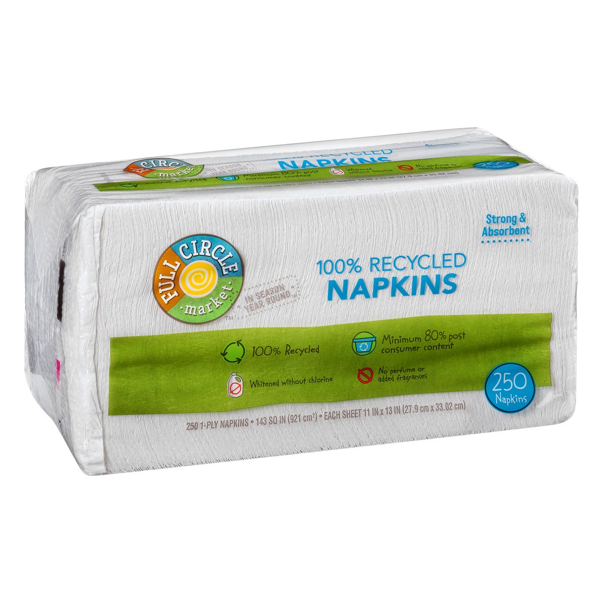 slide 10 of 13, Full Circle Market 100% Recycled 1-Ply Napkins 250 ea, 250 ct