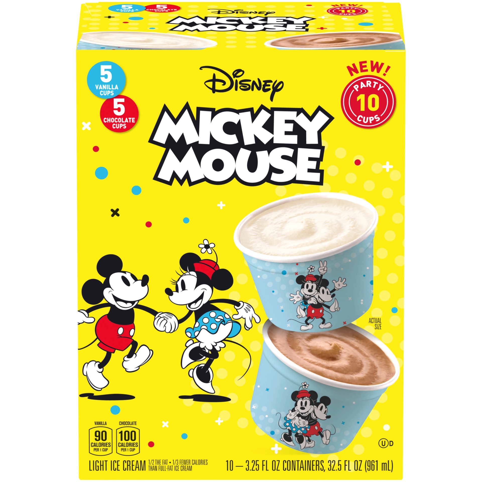 slide 1 of 1, Disney Mickey Mouse Vanilla And Chocolate Light Ice Cream Cups, 10 ct; 3.25 oz