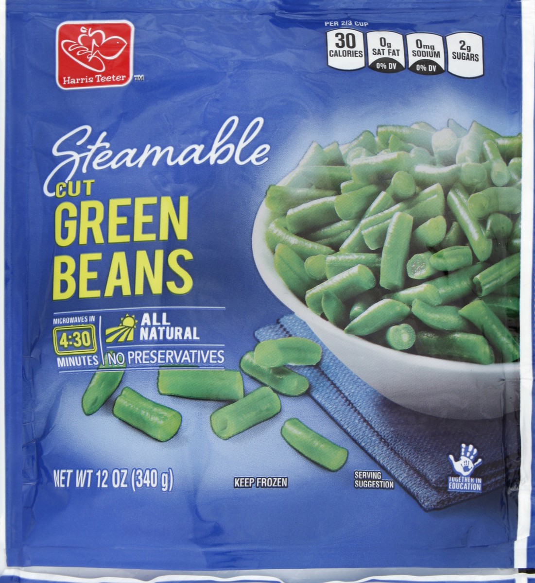 slide 2 of 3, Harris Teeter Steamable Cut Green Beans, 12 oz