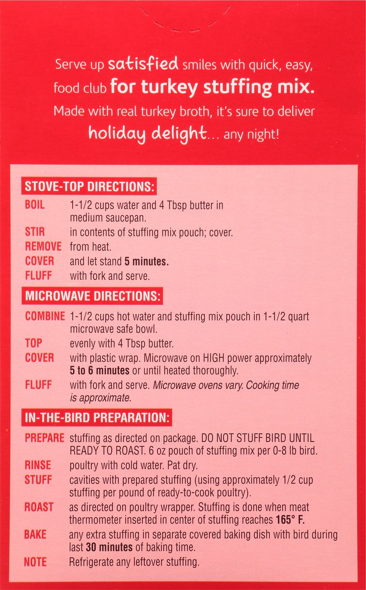 slide 6 of 11, Food Club Turkey Stuffing Mix 6 oz, 6 oz