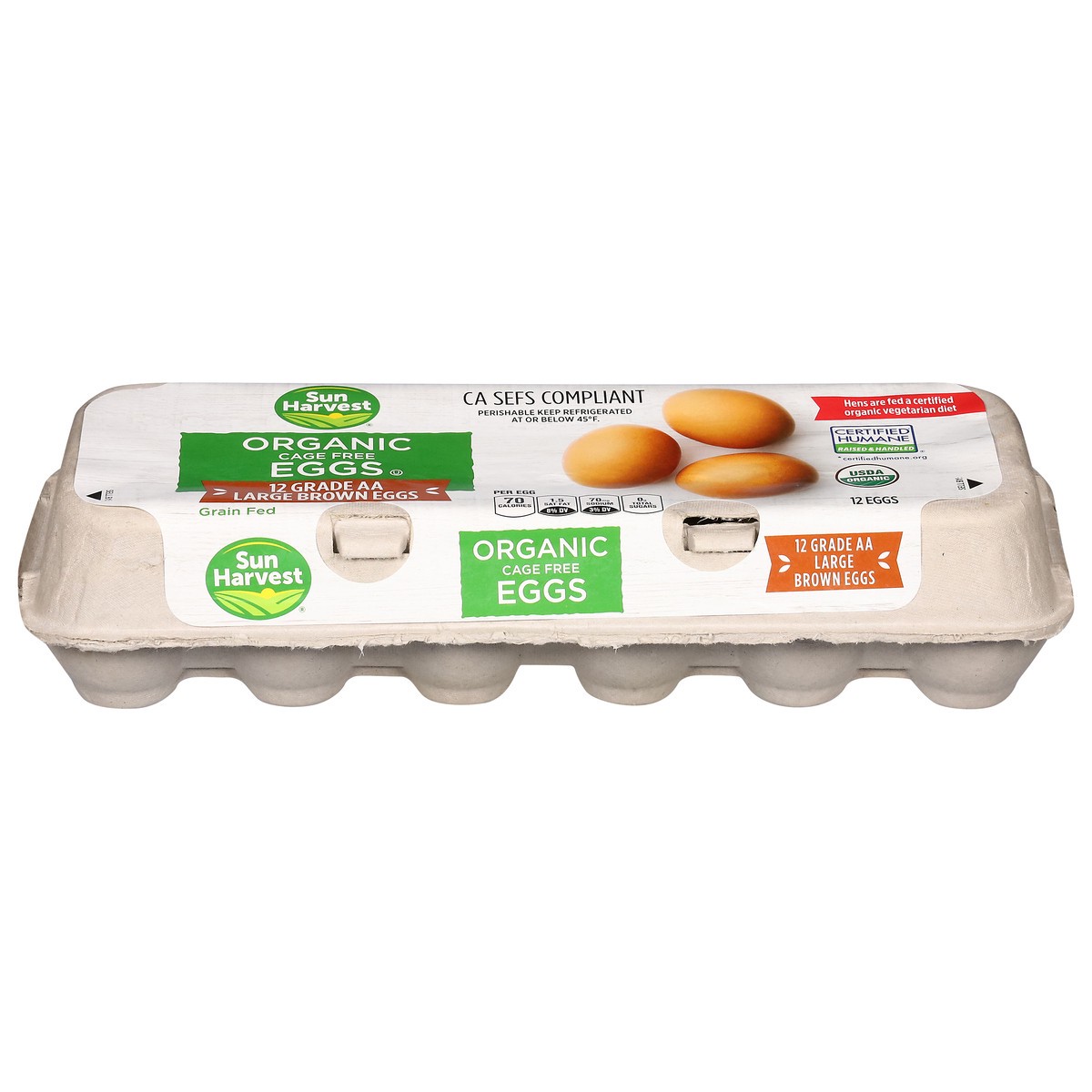 slide 3 of 4, Sun Harvest Large Grade Aa Organic Brown Eggs, 12 ct
