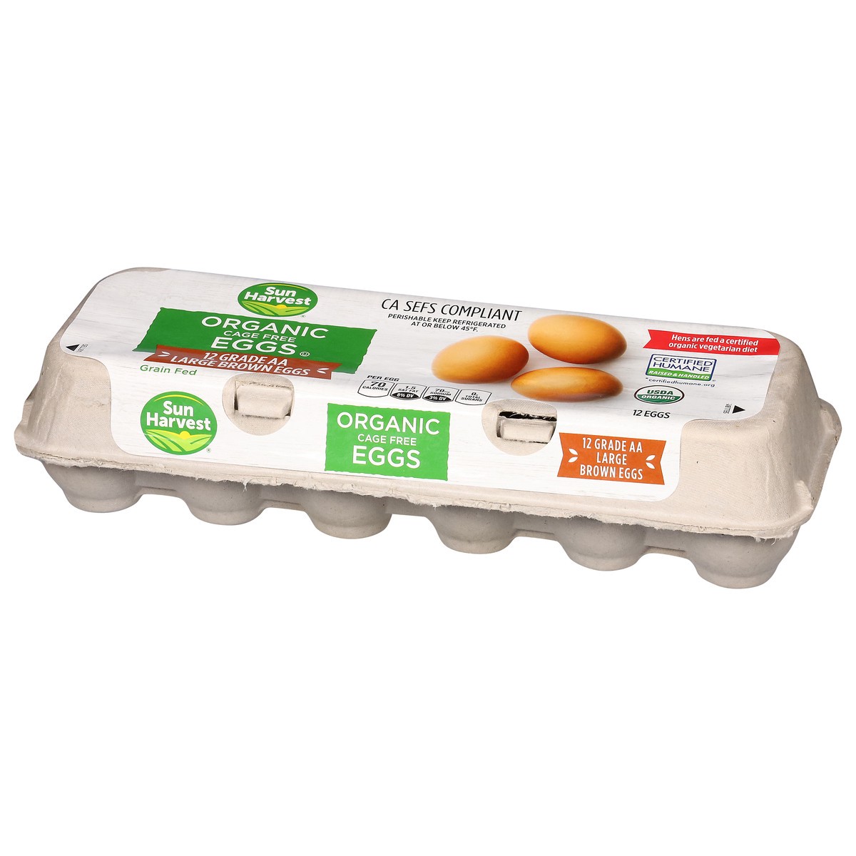 slide 2 of 4, Sun Harvest Large Grade Aa Organic Brown Eggs, 12 ct