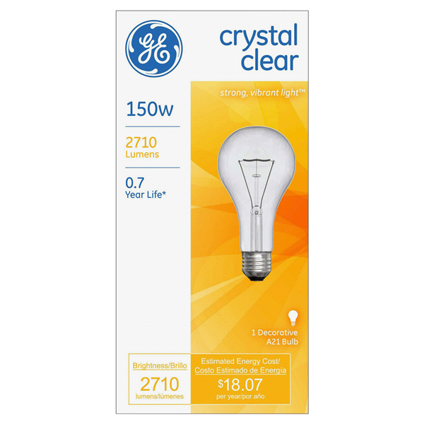 slide 1 of 1, GE 150 Watt A21 Crystal Clear Bulb, 1 ct