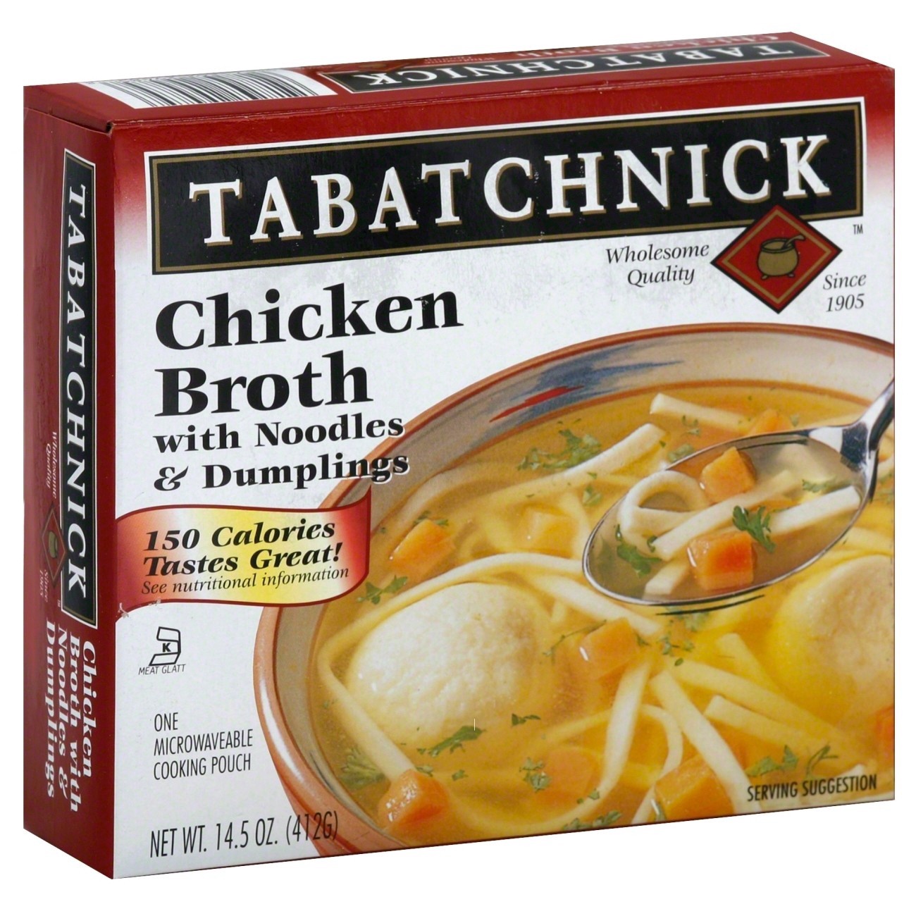 slide 1 of 1, Tabatchnick Frozen Chicken Broth with Noodles and Dumplings, 15 oz
