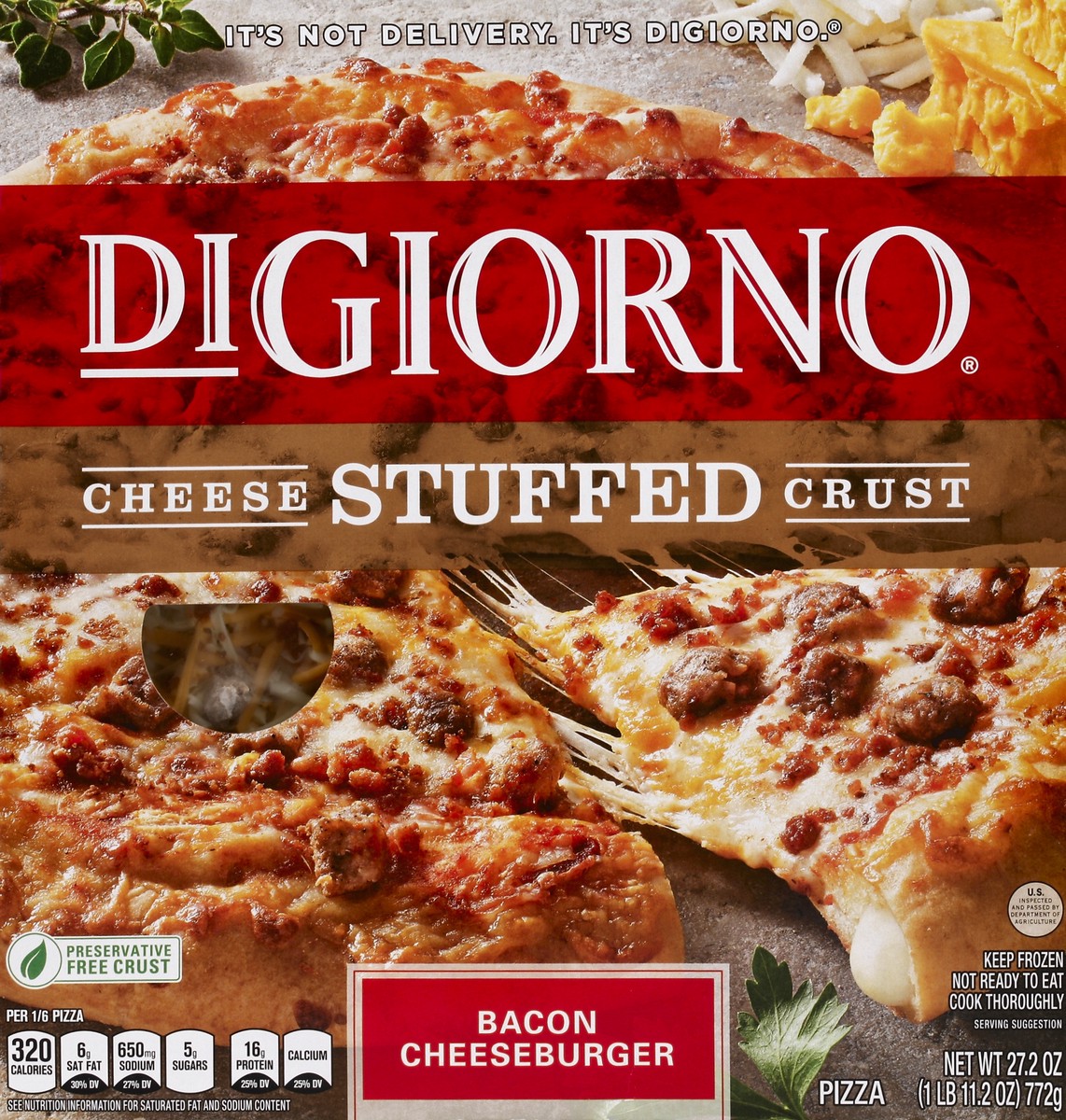 slide 4 of 4, DiGiorno Cheese Stuffed Crust Bacon Cheeseburger Pizza, 27.2 oz