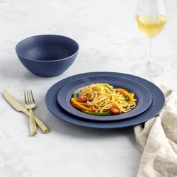 Hy-Vee Seasons Infinity Dinnerware In Echo Blue, Set Of 12