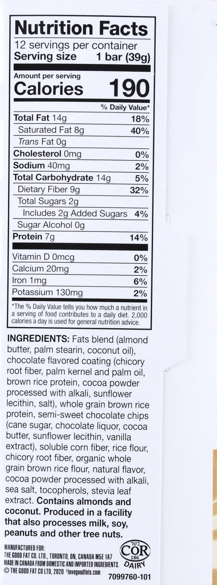 slide 2 of 12, Love Good Fats 12 Pack Chocolate Chip Cookie Dough Flavor Bars 12 ea, 12 ct