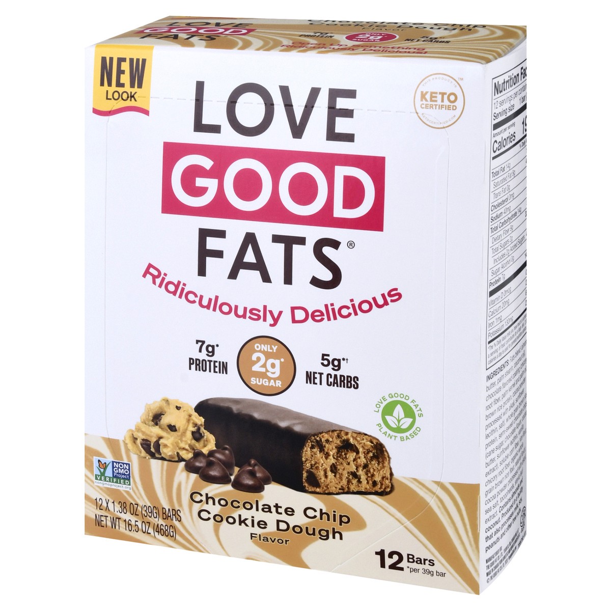 slide 6 of 12, Love Good Fats 12 Pack Chocolate Chip Cookie Dough Flavor Bars 12 ea, 12 ct