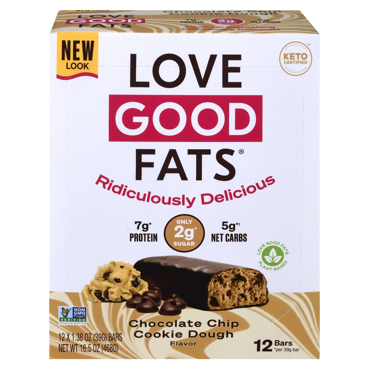 slide 1 of 12, Love Good Fats 12 Pack Chocolate Chip Cookie Dough Flavor Bars 12 ea, 12 ct